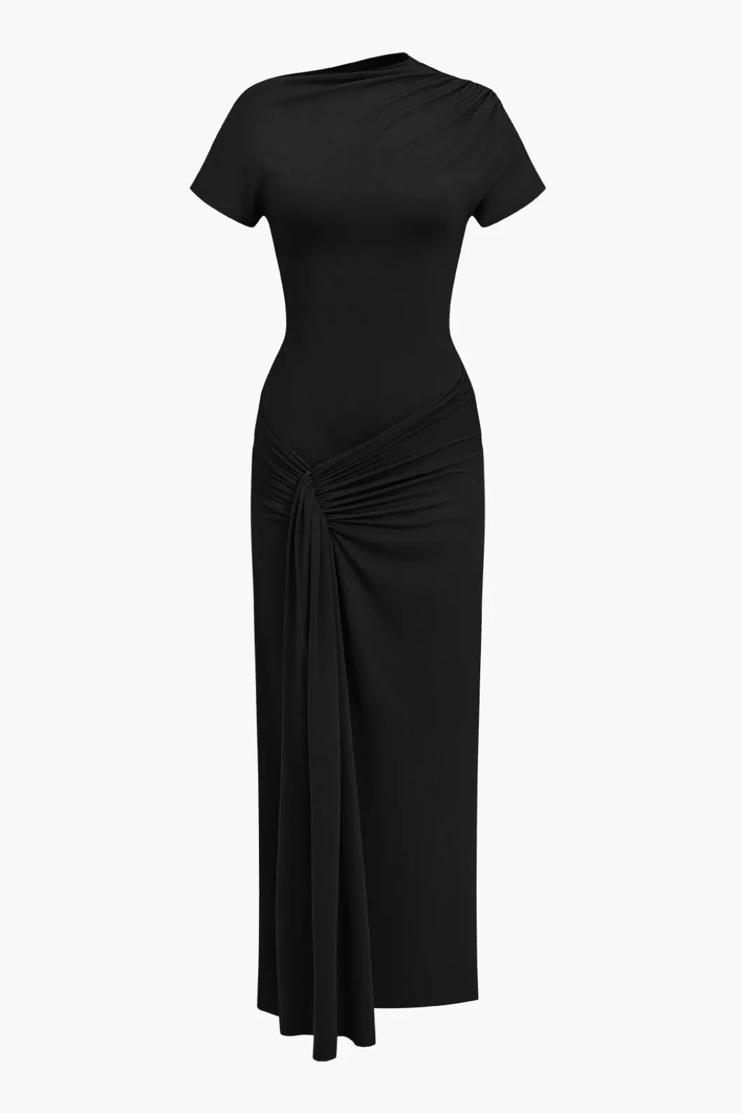 Solid Asymmetrical Knot Maxi Dress>MICAS Hot