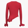 Solid Asymmetrical Long-Sleeve Top>MICAS Online