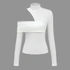 Solid Asymmetrical Long-Sleeve Top>MICAS Discount