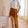 Solid Asymmetrical Mini Skirt>MICAS Clearance