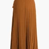 Solid Asymmetrical Pleated Skirt>MICAS Fashion