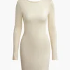 Solid Backless Long-Sleeve Mini Dress>MICAS Sale