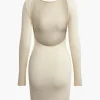 Solid Backless Long-Sleeve Mini Dress>MICAS Sale