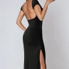 Solid Backless Short Sleeve Maxi Dress>MICAS Fashion