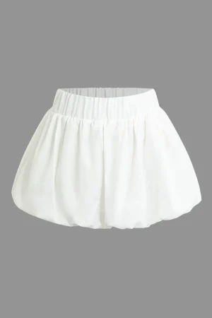 Solid Basic Puff Mini Skirt>MICAS Outlet