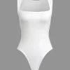 Solid Basic Square Neck Bodysuit>MICAS Best