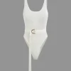 Solid Belted Back Tie Bodysuit>MICAS Discount