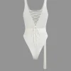Solid Belted Back Tie Bodysuit>MICAS Discount
