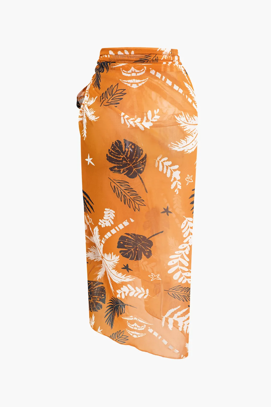 Solid Bodysuit And Leaves Print Knot Wrap Skirt Set>MICAS Hot