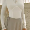 Solid Bustier Long Sleeve Top>MICAS Clearance