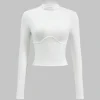 Solid Bustier Long Sleeve Top>MICAS Clearance