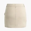 Solid Button Asymmetrical Pocket Zipper Mini Skirt>MICAS New