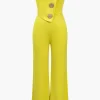 Solid Button Asymmetrical Jumpsuit>MICAS New