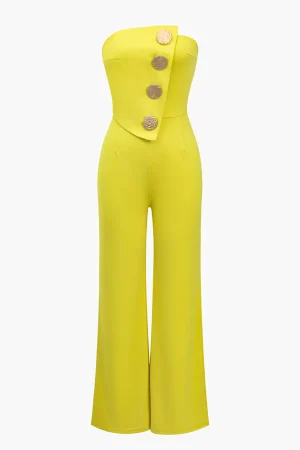 Solid Button Asymmetrical Jumpsuit>MICAS New