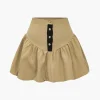 Solid Button Fake Pockets Skirt Set>MICAS New