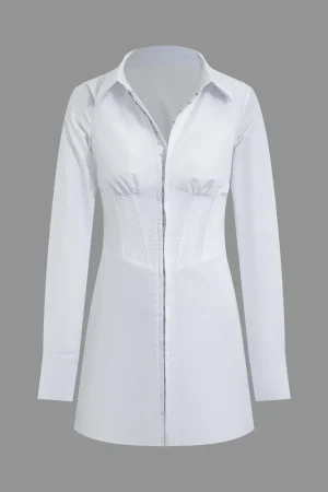 Solid Corset Long Sleeve Mini Dress>MICAS Hot