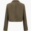 Solid Crop Button Blazer>MICAS Outlet