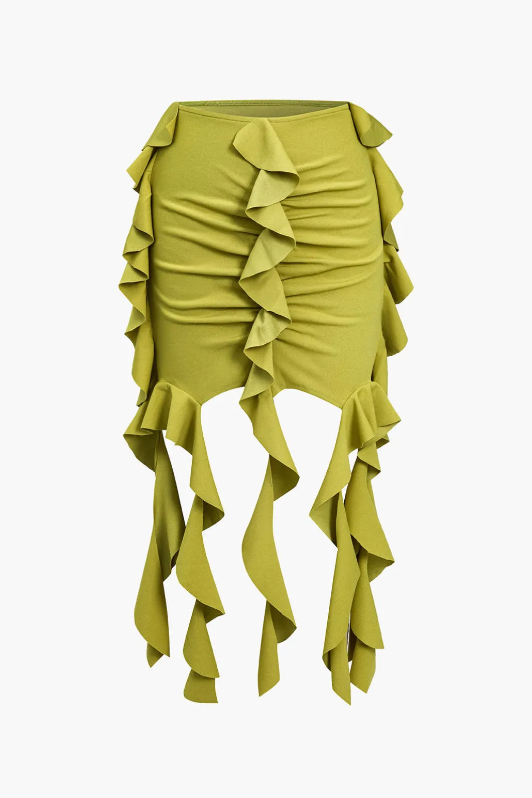 Solid Crop Tank Top And Ruffle Skirt Set>MICAS Discount