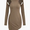 Solid Cut Out Asymmetrical Mini Dress>MICAS Best