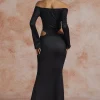 Solid Cut Out Twist Knot Long-Sleeve Maxi Dress>MICAS Best