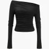 Solid Cut Out Twist Knot Long-Sleeve Top>MICAS New