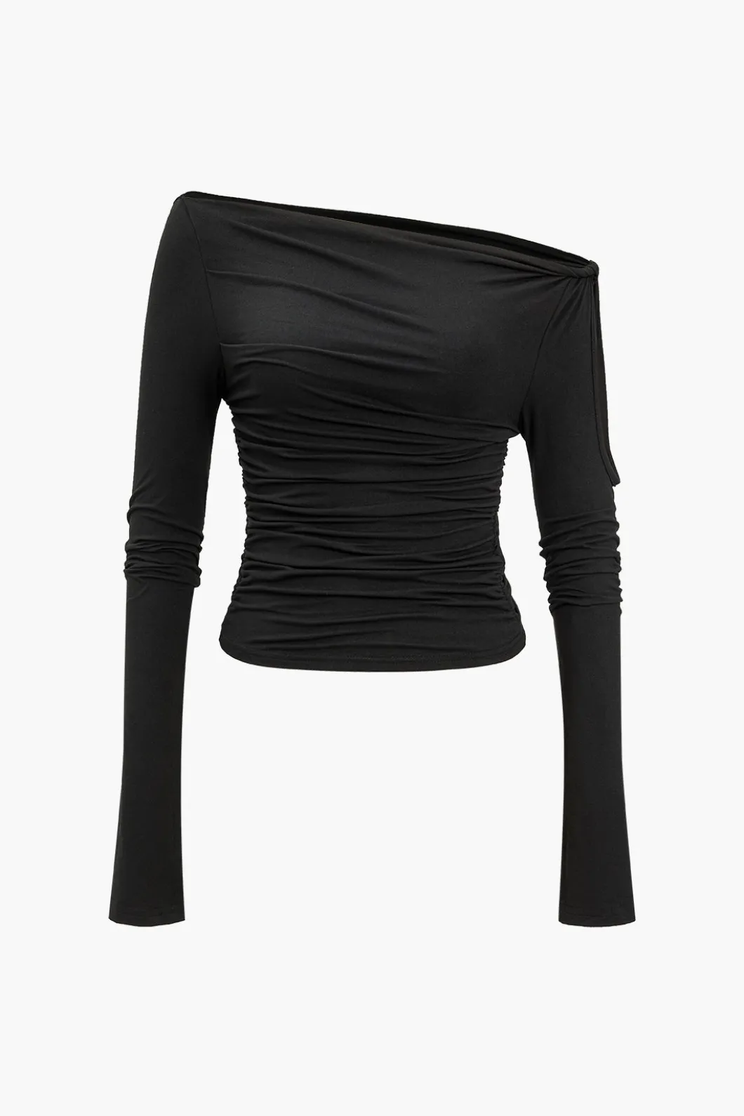 Solid Cut Out Twist Knot Long-Sleeve Top>MICAS New