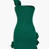 Solid 3D Ruffle Mini Dress>MICAS Fashion
