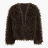 Solid Faux Fur Fringe Coat>MICAS Clearance