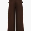 Solid Faux Leather Patchwork High Waist Crossed Pocket Trousers>MICAS Discount