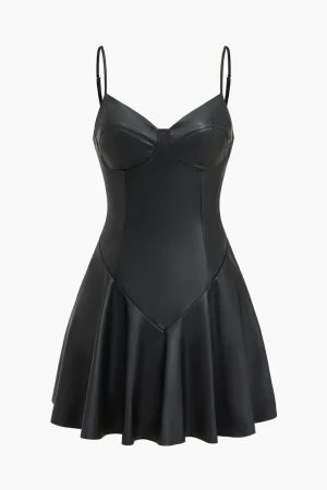Solid Faux Leather Slip Bustier Mini Dress>MICAS Best