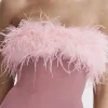 Solid Feather Strapless Mini Dress>MICAS Hot