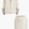 Solid Fleece Button Skirt Set>MICAS Online