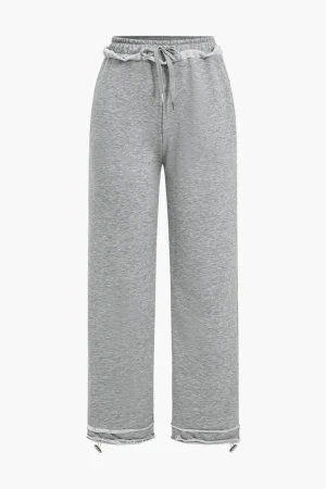 Solid High Waist Tie-Up Trousers>MICAS Fashion