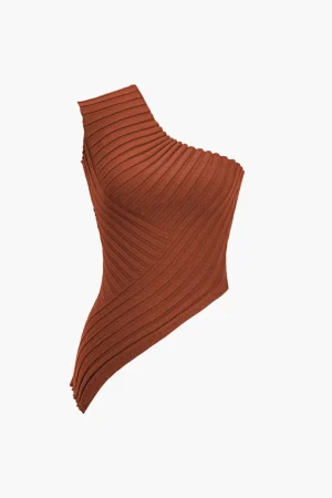 Solid Knit Asymmetrical Tank Top>MICAS Best
