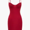 Solid Knit Bustier Slip Mini Dress>MICAS Clearance