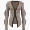 Solid Knit Button Cardigan>MICAS Clearance