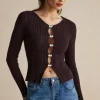 Solid Knit Button Long-Sleeve Top>MICAS Clearance