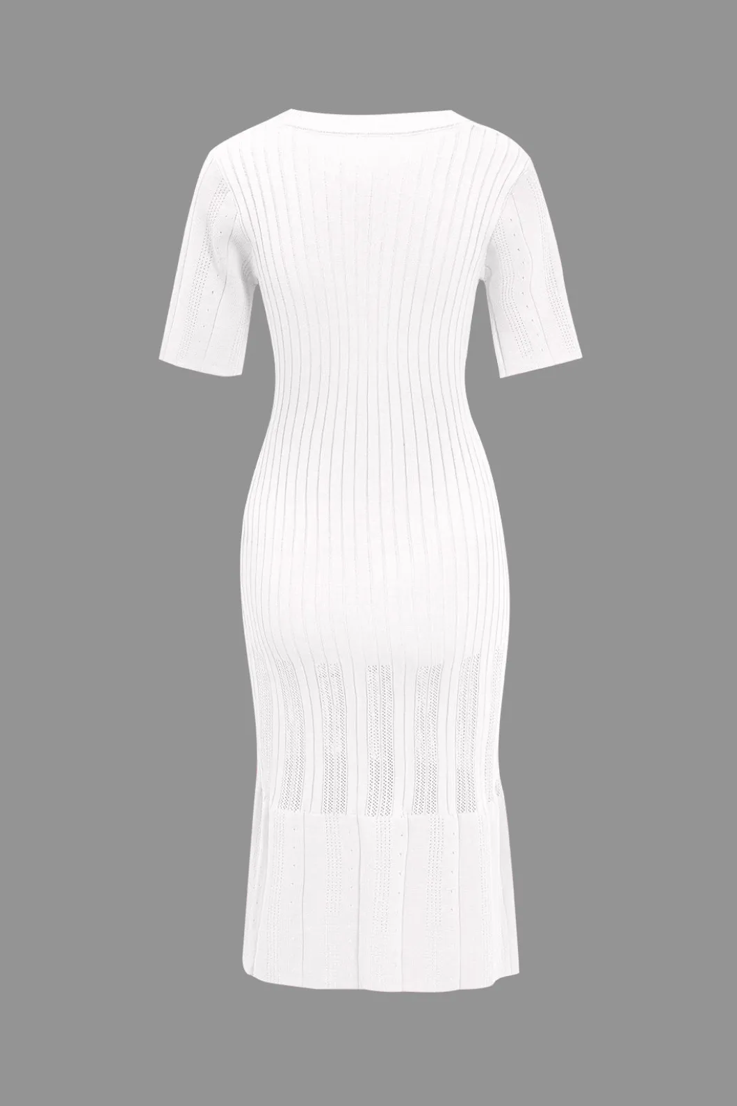 Solid Knit Button Round Neck Short Sleeve Dress>MICAS Clearance