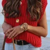 Solid Knit Button Up Vest>MICAS Sale