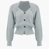 Solid Knit Button V-neck Long Sleeve Cardigan>MICAS Discount