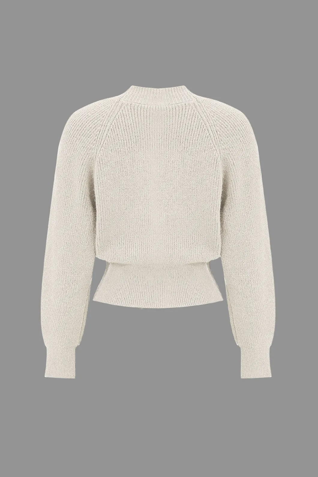 Solid Knit Button V-neck Long Sleeve Cardigan>MICAS Discount