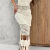 Solid Knit Fringe Cut Out Tie-Up Dress>MICAS Outlet