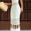 Solid Knit Fringe Cut Out Tie-Up Dress>MICAS Outlet
