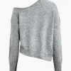 Solid Knit Off Shoulder Sweater Long-Sleeve Top>MICAS Discount