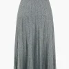 Solid Knit Pleated High Waist Skirt>MICAS Outlet