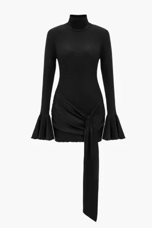 Solid Knotted Bell Sleeves Mini Dress>MICAS Outlet