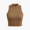 Solid Mock Neck Tank Top>MICAS Outlet