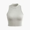Solid Mock Neck Tank Top>MICAS Outlet