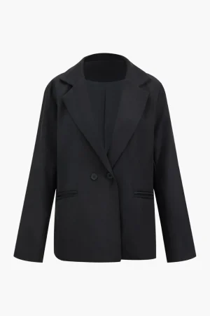 Solid Notched Lapel Blazer>MICAS Online