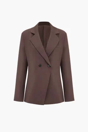 Solid Notched Lapel Button Blazer>MICAS Best